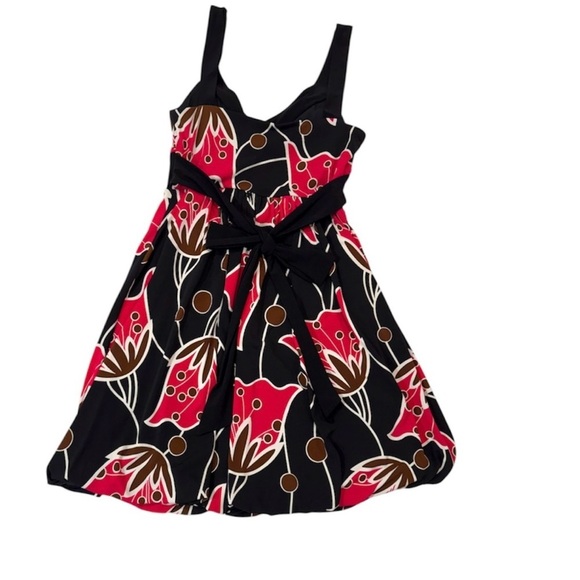 B Darlin Sweetheart Neck Floral Print Tie Waist Bubble Black Mini Dress Size 5/6 - Picture 3 of 8